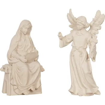 Vánoce Ornatis Panna Marie zvěstování Provedení: Přírodní bez malování, Velikost stojících figur dospělých postav: 9,5 cm Dřevěná vyřezávaná soška Panny Marie a zvěstujícího anděla