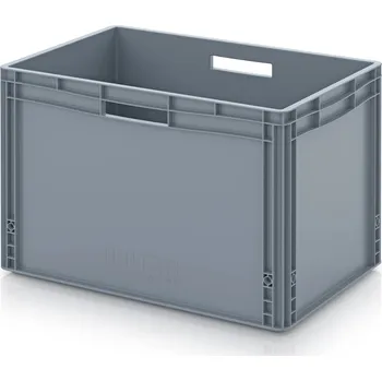 paleta Euro přepravky uzavřené 60 x 40 x 42 cm, držadla zavřená - Stříbrošedá - materiál: PP - EG 64/42 HG HO