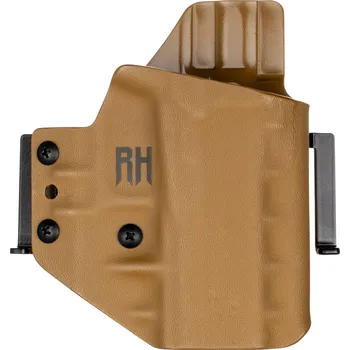 Příslušenství pro sportovní střelbu RH Holsters FROGY - Glock 43/43X - Glock 43X Rail MOS - vnější kydexové pouzdro - poloviční sweatguard - coyote hnědá Pouzdro je pro: Pravák