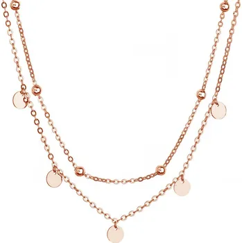 Náhrdelník Pozlacený ROSE náhrdelník dvouřadý malé placičky a kuličky 62007