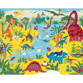 Hračka Diamondi Diamantové malování - VESELÍ DINOSAUŘI Rozměr: 40x50 cm, Rámování: vypnuté plátno na rám