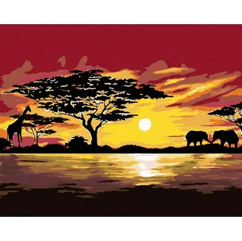 Hračka Diamondi Diamantové malování - AFRIKA ŽIRAFA A SLONI Rozměr: 40x50 cm, Rámování: vypnuté plátno na rám