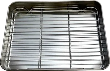 Plech na pečení Nerezový plech na pečení s mřížkou 31 x 24 x 5 cm stříbrný
