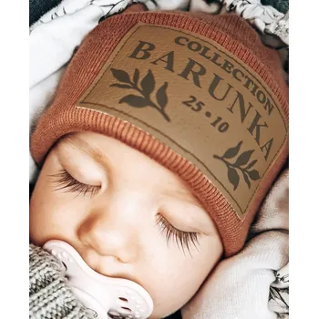 Kojenecká čepice Párová čepička pro mámu a dítě Barva čepičky: Hnědá, Velikost dětské čepičky: 35 - 40 cm - od 0 měsíců do 5 měsíců