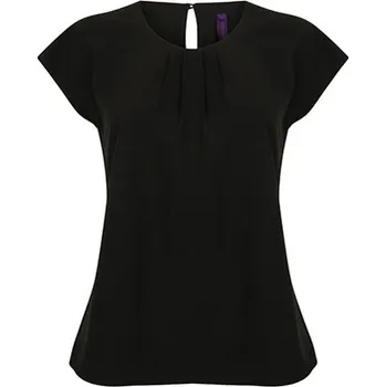 Dámské tričko Henbury Dámské elegantní triko s plisováním H597 Black M