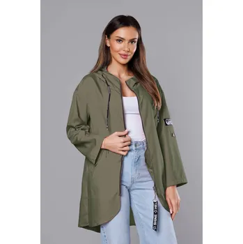 Dámský kabát Khaki dámský přehoz s kapucí a kapsami S´West, odstíny zelené XS (34) i392_21425-2