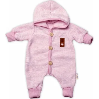 Dětská móda Pletený overálek s kapucí Hand Made STAR, Baby Nellys, růžový 80/86