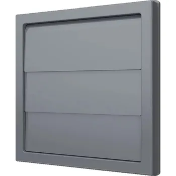 Větrací mřížka Venkovní větrací mřížka 150x150 s gravitační žaluzií a límcem d125 - šedá - MIKAWI 59-3627