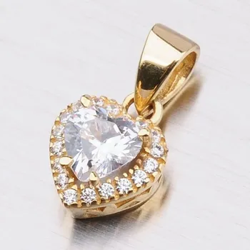 Přívěsek Dámský přívěsek žluté zlato 585 zirkon ve tvaru srdce 13-226