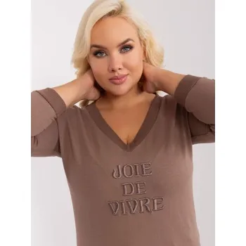 Dámská halenka Dámská halenka plus size s žebrovaným lemem BOTA hnědá