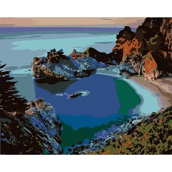 Diamondi Diamantové malování - BARVY ZÁTOKY PŘI ZÁPADU SLUNCE Rozměr: 40x50 cm, Rámování: vypnuté plátno na rám