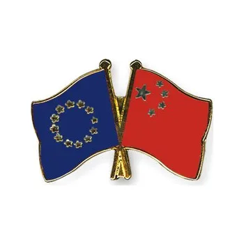 Odznak (pins) 22mm vlajka EU+Čína - barevný