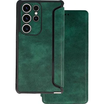 Pouzdro na mobilní telefon Kožené pouzdro Razor na Samsung Galaxy S23 Plus tmavě zelené