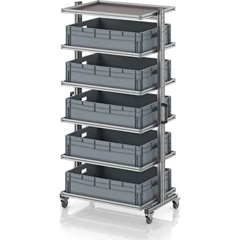 paleta Systémový přepravní vozík pro euro přepravku 80 x 60, výška 200 cm, bez výsuvu 103,4 x 65 x 201,1 cm - materiál: Aluminium / Stahl / Kunststoff / MPX - EG SW 200-1 8622