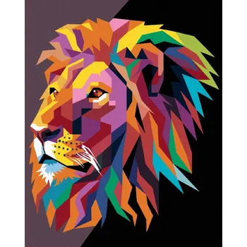 Hračka Diamondi Diamantové malování - BAREVNÝ LEV MODERNÍ STYL Rozměr: 40x50 cm, Rámování: bez rámu a bez vypnutí plátna