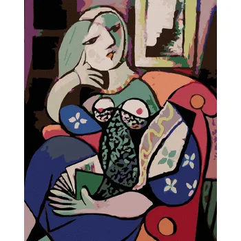 Hračka Diamondi Diamantové malování - ŽENA S KNIHOU V OBÝVACÍM POKOJI Rozměr: 40x50 cm, Rámování: vypnuté plátno na rám