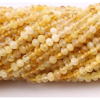 Dětské navlékací korálky Opál žlutý cca. 4 x 3 mm (návlek 38 cm - 120 korálků)