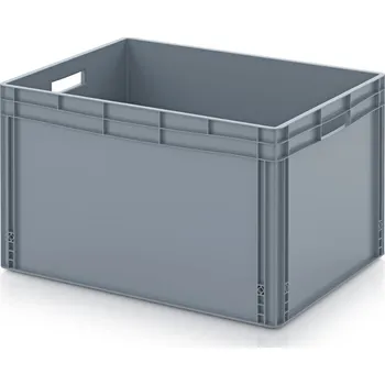 paleta Euro přepravky uzavřené 80 x 60 x 52 cm, držadla otevřená - Stříbrošedá - materiál: PP - EG 86/52