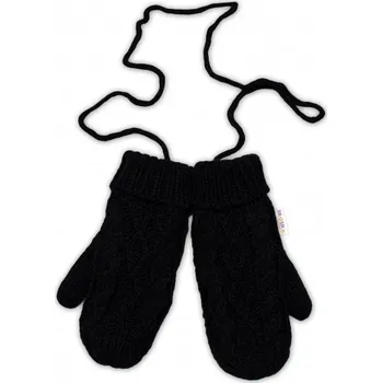Rukavice Dámské pletené palčáky s fleecovou podšívkou Baby Nellys, černé, Velikost koj. oblečení 23