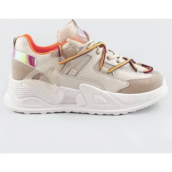 Dámské tenisky Béžové dámské sneakersy se dvojitými tkaničkami U5Y6O0 CM Paris, odstíny béžové XL (42) i392_20054-B