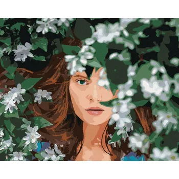 Hračka Diamondi Diamantové malování - ZRZAVÁ ŽENA A BÍLÉ KVĚTINY Rozměr: 40x50 cm, Rámování: bez rámu a bez vypnutí plátna