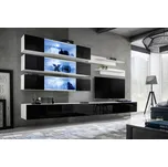 Asm Obývací stěna FLY J3, bílá matná/černý lesk