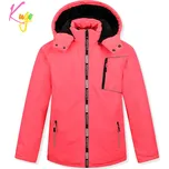 Dívčí zimní bunda - KUGO BU610, neonově lososová Barva: Lososová, Velikost: 158