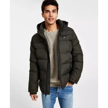 Pánská bunda Tommy Hilfiger prošívaná zimní pánská bunda Puffer olivová XL