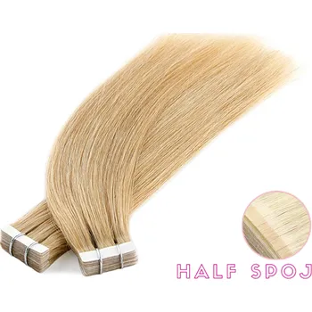Příčesek Vlasové PU pásky HALF poloviční tape in na prodlužování vlasů 30cm 24 - platinová extra