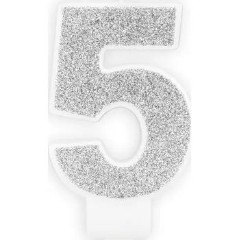 Svíčka Svíčka s číslem stříbrná - 5