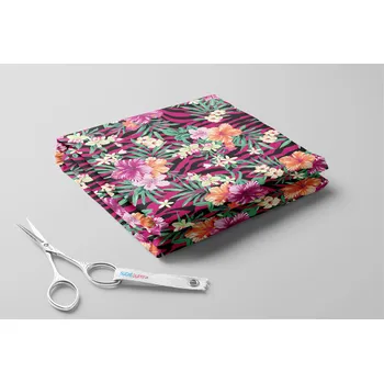 Softshell jarní, 20/9, Zebří pruhy s květy ibišku Barva: Fuchsiová