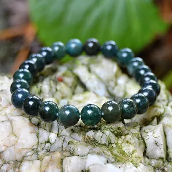 Drahý kámen Náramek Achát mechový kuličky 8 mm