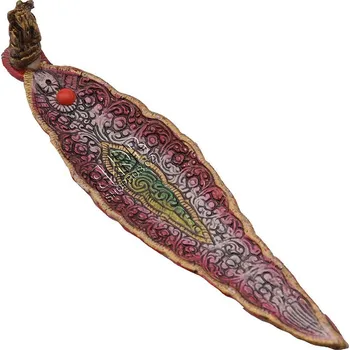 Vonná tyčinka Stojánek na vonné tyčinky - list kov Ganesh barevný červený