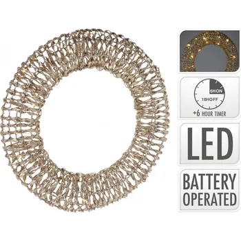 Vánoční dekorace Harasim LED věnec zlatý 40 cm