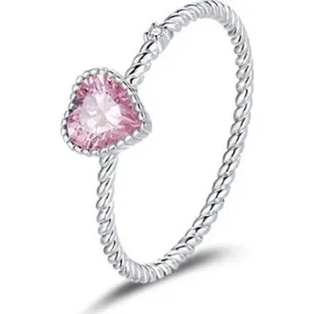 Prsten Přívěskynakrk.cz Stříbrný prsten 58 cm/vel. 8 PINK HEART