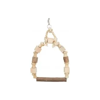 Hračka pro ptáka Dřevěná houpačka s ozdobami velká