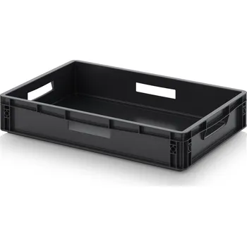 ESD euro přepravky 60 x 40 x 12 cm - Dopravní černá - materiál: ESD PP - ESD EG 64/12 HO
