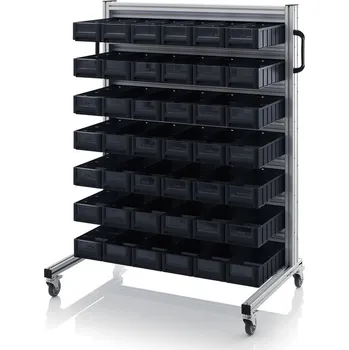 paleta ESD systémové přepravní podvozky pro regálové přepravky 112 x 65 x 135 cm - Dopravní černá - materiál: Aluminium / Stahl / Kunststoff / MPX - ESD SR.L.41509