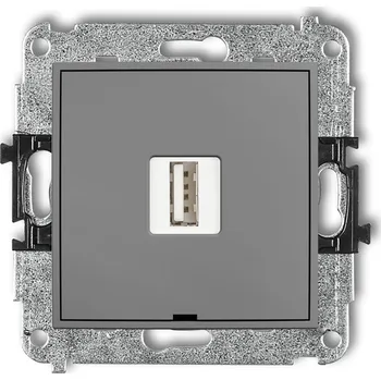 Elektrická zásuvka KARLIK Jednoduchá nabíječka USB A, MAX 5W, 5V, 1A bez pole popisu Barva: Matná šedá