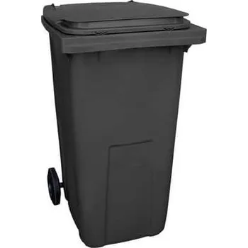 Popelnice Manutan Expert Plastová venkovní popelnice na tříděný odpad, objem 240 l, černá