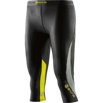 Dámské kalhoty SKINS DNAmic Womens 3/4 Capri Tights - Black/Limoncello (dámské kompresní kalhoty SKINS) M