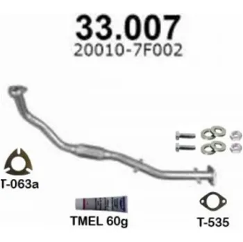 Výfuková trubka Výfuk NISSAN TERRANO 2.7TD / FORD MAVERICK, přední trubka (+vlnovec) s příslušenstvím IZAWIT IZ33007