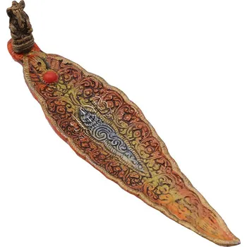 Vonná tyčinka Stojánek na vonné tyčinky - list kov Ganesh barevný oranžový a modrý