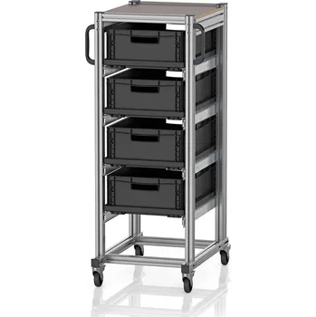 paleta ESD systémové přepravní podvozky pro euro přepravky 60 x 40 Výška 134 cm 71,8 x 50 x 134,6 cm - Dopravní černá - materiál: Aluminium / Stahl / Kunststoff / MPX - ESD SE 134 6417.2