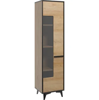 Knihovna Vitrína FRIDA W1D, Dub Rivera + Černá