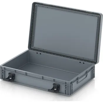 paleta Euro přepravka s víkem s panty Pro 61,1 x 42,7 x 13,7 cm, zavřená - Stříbrošedá - materiál: PP - EDP S 64/12 HG