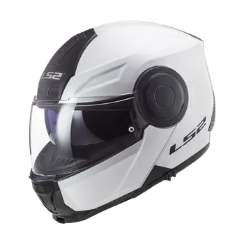 Motodoplněk Výklopná helma na motorku LS2 FF902 SCOPE Solid White (bílá lesklá/černá) + PINLOCK V CENĚ - výprodej v.XS