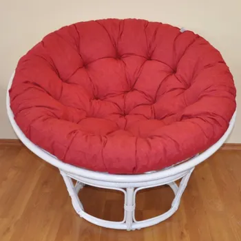 Papasan Ratanový papasan 100 cm bílý, polstr vínový melír