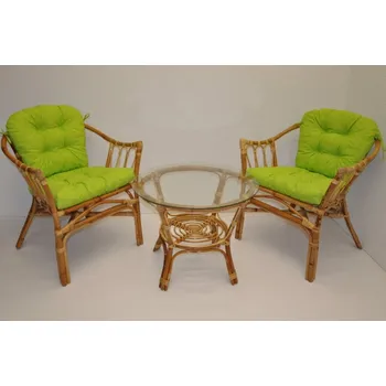 Sedací souprava Ratanová sedací souprava Subaliu - polstry světle zelený melír