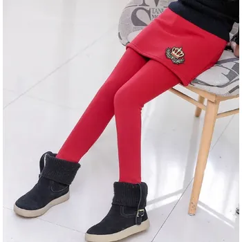 Dívčí zateplené legíny se sukní - Korunka Barva: Červená, Velikost: 120/6 let